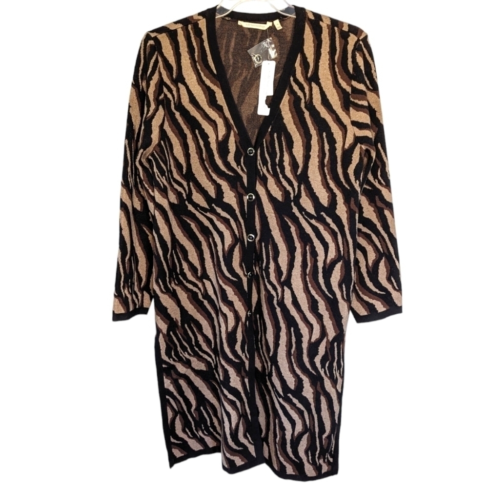 NWT Soft Surroundings Zebra Print Cardigan Duster Womans XL